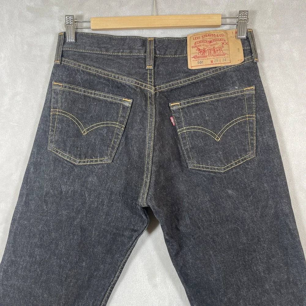 Vtg Black USA 501 Jeans Mens 29x34 (fit 28x33) Made in USA Excellent 501-0155